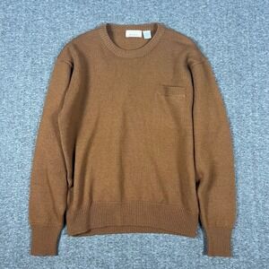 Vintage Mark Shale 100% Worsted Lambswool Knit Sweater Mens Large Brown Crewneck